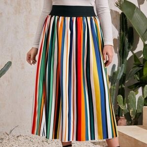 Fun summer striped long flowy skirt